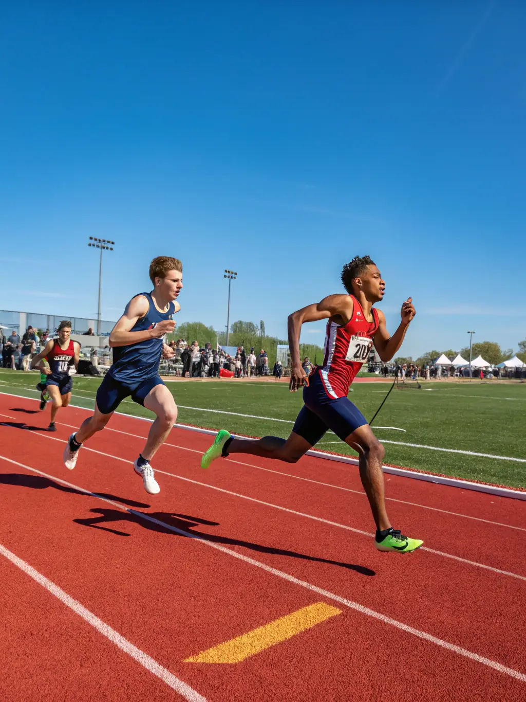 A group of athletes participating in a track and field training session at CLUB DES SPORTS DU LIORAN, focusing on sprinting and running form.